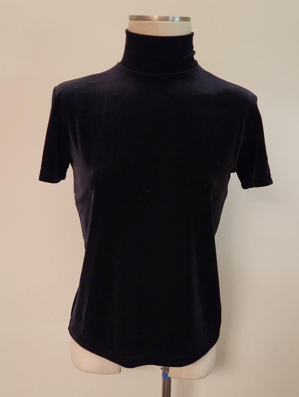 Gap Black Velvet Mock Turtleneck Short Sleeve Top